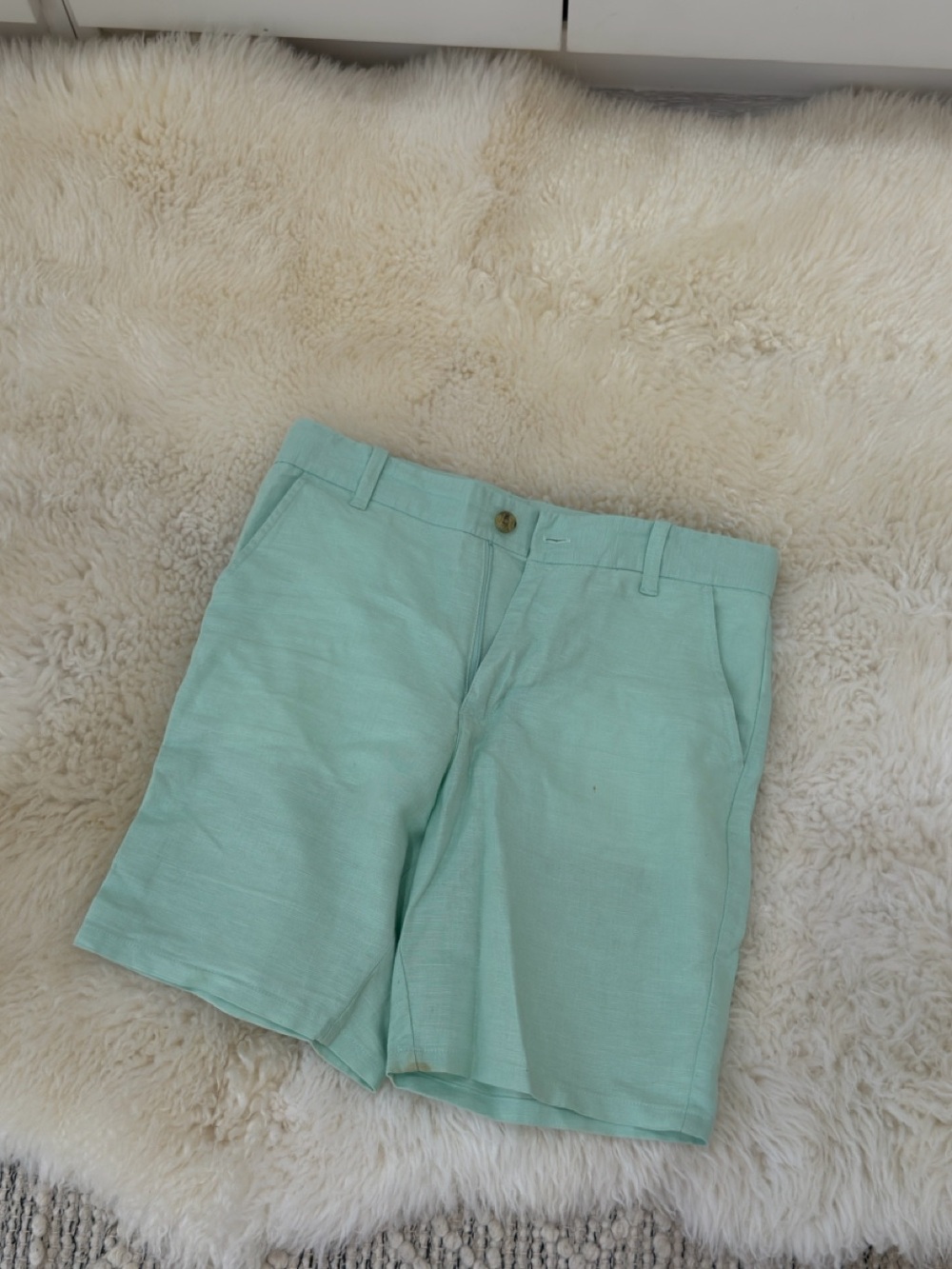 Janie and Jack Pale Mint Flat-Front Men's Shorts
